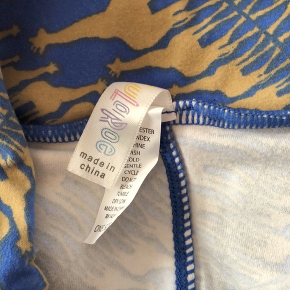 NWOT LuLaRoe Blue Giraffe Print Leggings One Size 2-10 - Picture 5 of 8